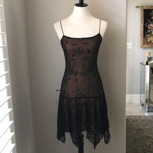 Illusion black lace dress